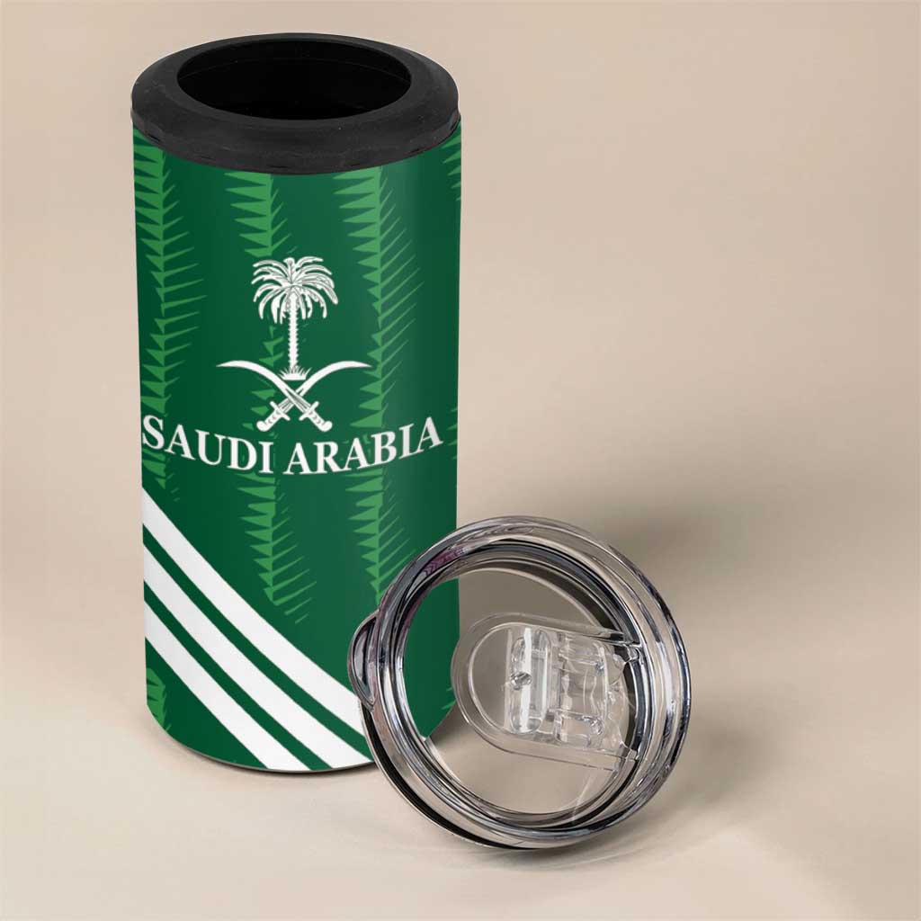 Custom Saudi Arabia Football 4 in 1 Can Cooler Tumbler Green Al -Arabiyyah Concept 23-2024 LT9 - Wonder Print Shop