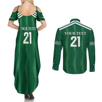 Custom Saudi Arabia Football Couples Matching Summer Maxi Dress and Long Sleeve Button Shirt Green Al -Arabiyyah Concept 23-2024 LT9 - Wonder Print Shop