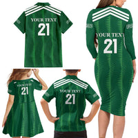 Custom Saudi Arabia Football Family Matching Long Sleeve Bodycon Dress and Hawaiian Shirt Green Al -Arabiyyah Concept 23-2024 LT9 - Wonder Print Shop