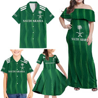 Custom Saudi Arabia Football Family Matching Off Shoulder Maxi Dress and Hawaiian Shirt Green Al -Arabiyyah Concept 23-2024 LT9 - Wonder Print Shop