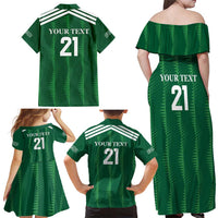 Custom Saudi Arabia Football Family Matching Off Shoulder Maxi Dress and Hawaiian Shirt Green Al -Arabiyyah Concept 23-2024 LT9 - Wonder Print Shop
