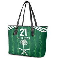 Custom Saudi Arabia Football Leather Tote Bag Green Al -Arabiyyah Concept 23-2024 - Wonder Print Shop