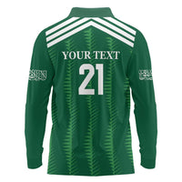 Custom Saudi Arabia Football Long Sleeve Polo Shirt Green Al -Arabiyyah Concept 23-2024 - Wonder Print Shop