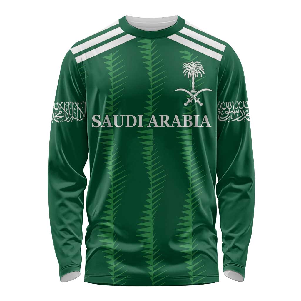 Custom Saudi Arabia Football Long Sleeve Shirt Green Al -Arabiyyah Concept 23-2024 - Wonder Print Shop