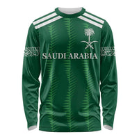 Custom Saudi Arabia Football Long Sleeve Shirt Green Al -Arabiyyah Concept 23-2024 - Wonder Print Shop