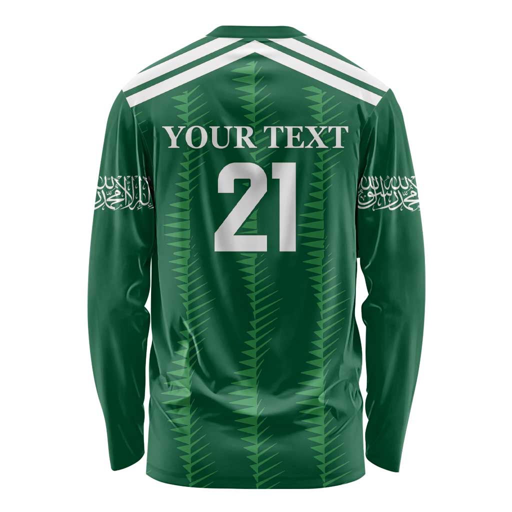 Custom Saudi Arabia Football Long Sleeve Shirt Green Al -Arabiyyah Concept 23-2024 - Wonder Print Shop