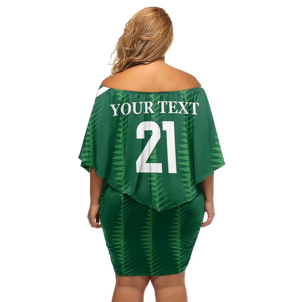 Custom Saudi Arabia Football Off Shoulder Short Dress Green Al -Arabiyyah Concept 23-2024 - Wonder Print Shop