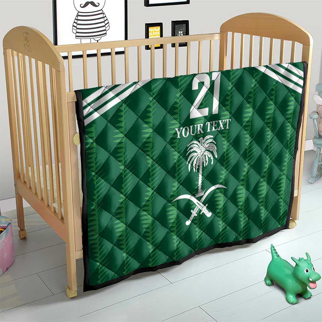 Custom Saudi Arabia Football Quilt Green Al -Arabiyyah Concept 23-2024 - Wonder Print Shop