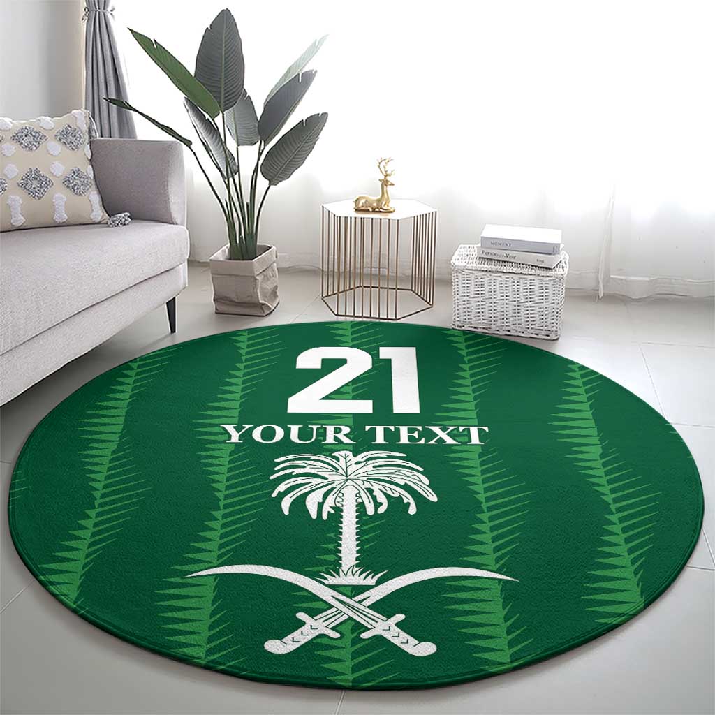 Custom Saudi Arabia Football Round Carpet Green Al -Arabiyyah Concept 23-2024 LT9