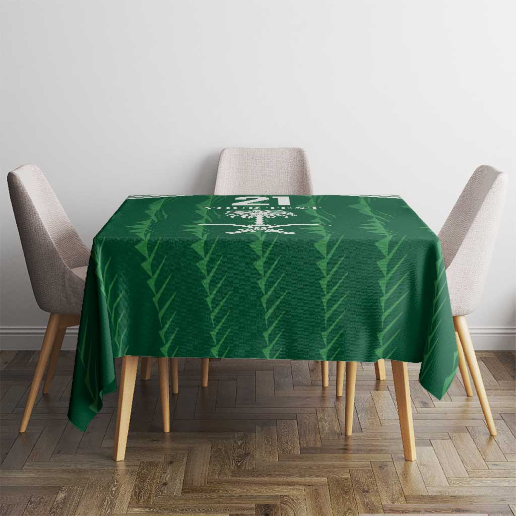 Custom Saudi Arabia Football Tablecloth Green Al -Arabiyyah Concept 23-2024 - Wonder Print Shop