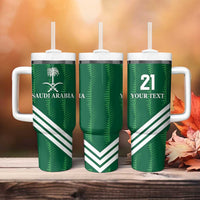 Custom Saudi Arabia Football Tumbler With Handle Green Al -Arabiyyah Concept 23-2024 - Wonder Print Shop