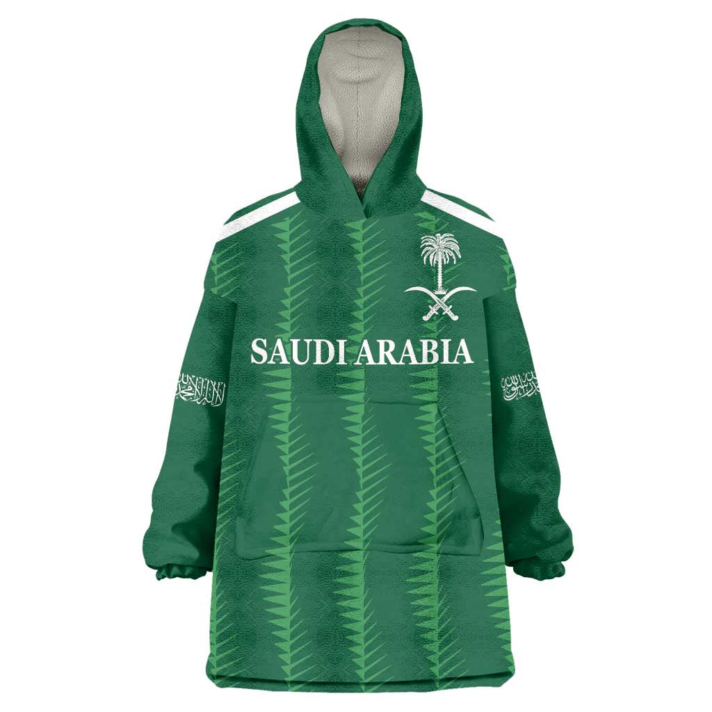 Custom Saudi Arabia Football Wearable Blanket Hoodie Green Al -Arabiyyah Concept 23-2024 - Wonder Print Shop