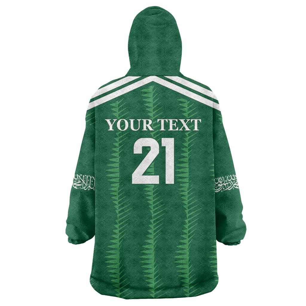 Custom Saudi Arabia Football Wearable Blanket Hoodie Green Al -Arabiyyah Concept 23-2024 - Wonder Print Shop
