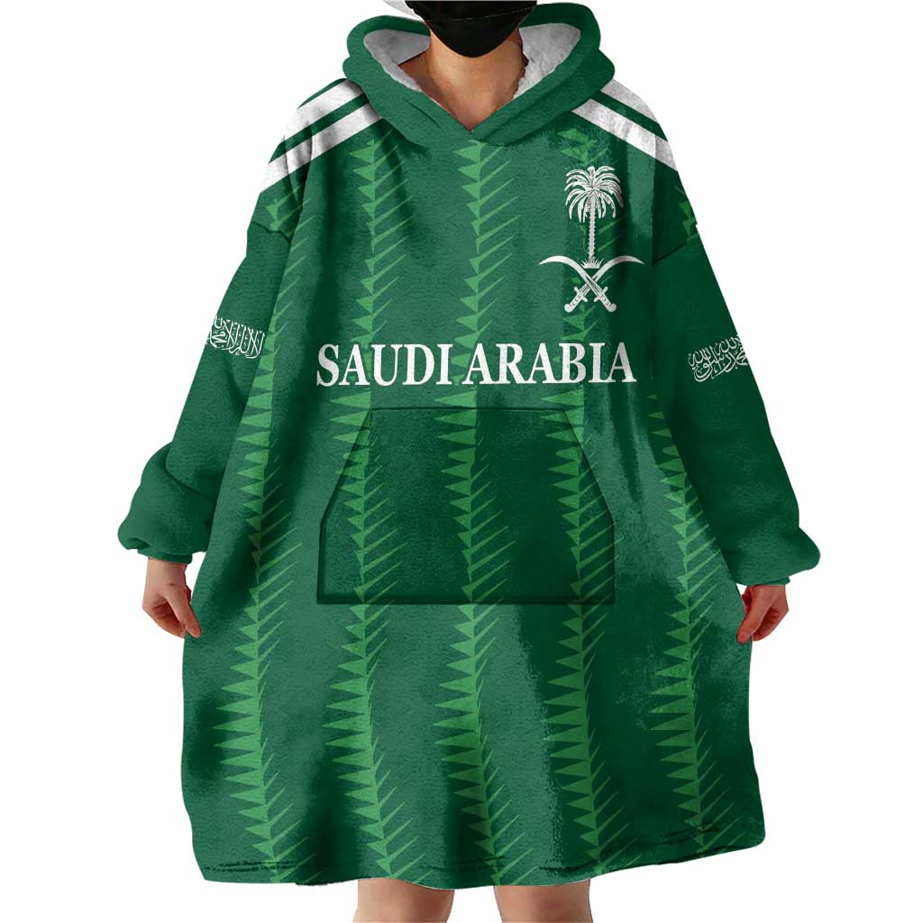 Custom Saudi Arabia Football Wearable Blanket Hoodie Green Al -Arabiyyah Concept 23-2024 - Wonder Print Shop