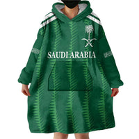 Custom Saudi Arabia Football Wearable Blanket Hoodie Green Al -Arabiyyah Concept 23-2024 - Wonder Print Shop