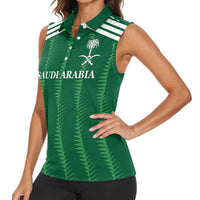 Custom Saudi Arabia Football Women Sleeveless Polo Shirt Green Al -Arabiyyah Concept 23-2024 - Wonder Print Shop