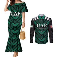 Custom UAE Football Couples Matching Mermaid Dress and Long Sleeve Button Shirt Green Concept 19-2020