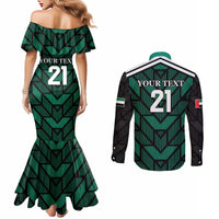 Custom UAE Football Couples Matching Mermaid Dress and Long Sleeve Button Shirt Green Concept 19-2020