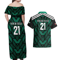 Custom UAE Football Couples Matching Off Shoulder Maxi Dress and Hawaiian Shirt Green Concept 19-2020 LT9 - Wonder Print Shop