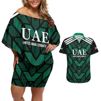 Custom UAE Football Couples Matching Off Shoulder Short Dress and Hawaiian Shirt Green Concept 19-2020 LT9 - Wonder Print Shop