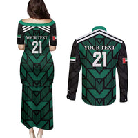 Custom UAE Football Couples Matching Puletasi and Long Sleeve Button Shirt Green Concept 19-2020 LT9 - Wonder Print Shop