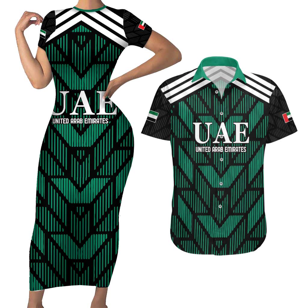 Custom UAE Football Couples Matching Short Sleeve Bodycon Dress and Hawaiian Shirt Green Concept 19-2020 LT9 - Wonder Print Shop