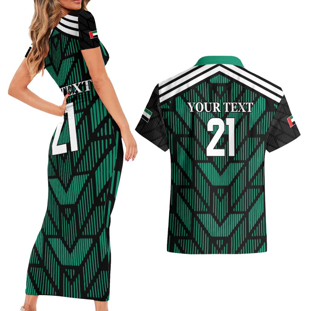 Custom UAE Football Couples Matching Short Sleeve Bodycon Dress and Hawaiian Shirt Green Concept 19-2020 LT9 - Wonder Print Shop