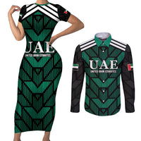 Custom UAE Football Couples Matching Short Sleeve Bodycon Dress and Long Sleeve Button Shirt Green Concept 19-2020 LT9 - Wonder Print Shop