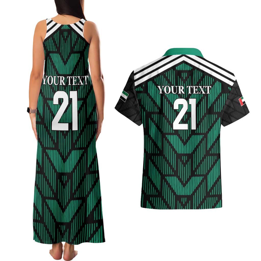 Custom UAE Football Couples Matching Tank Maxi Dress and Hawaiian Shirt Green Concept 19-2020 LT9 - Wonder Print Shop