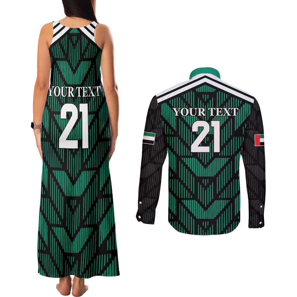Custom UAE Football Couples Matching Tank Maxi Dress and Long Sleeve Button Shirt Green Concept 19-2020 LT9 - Wonder Print Shop
