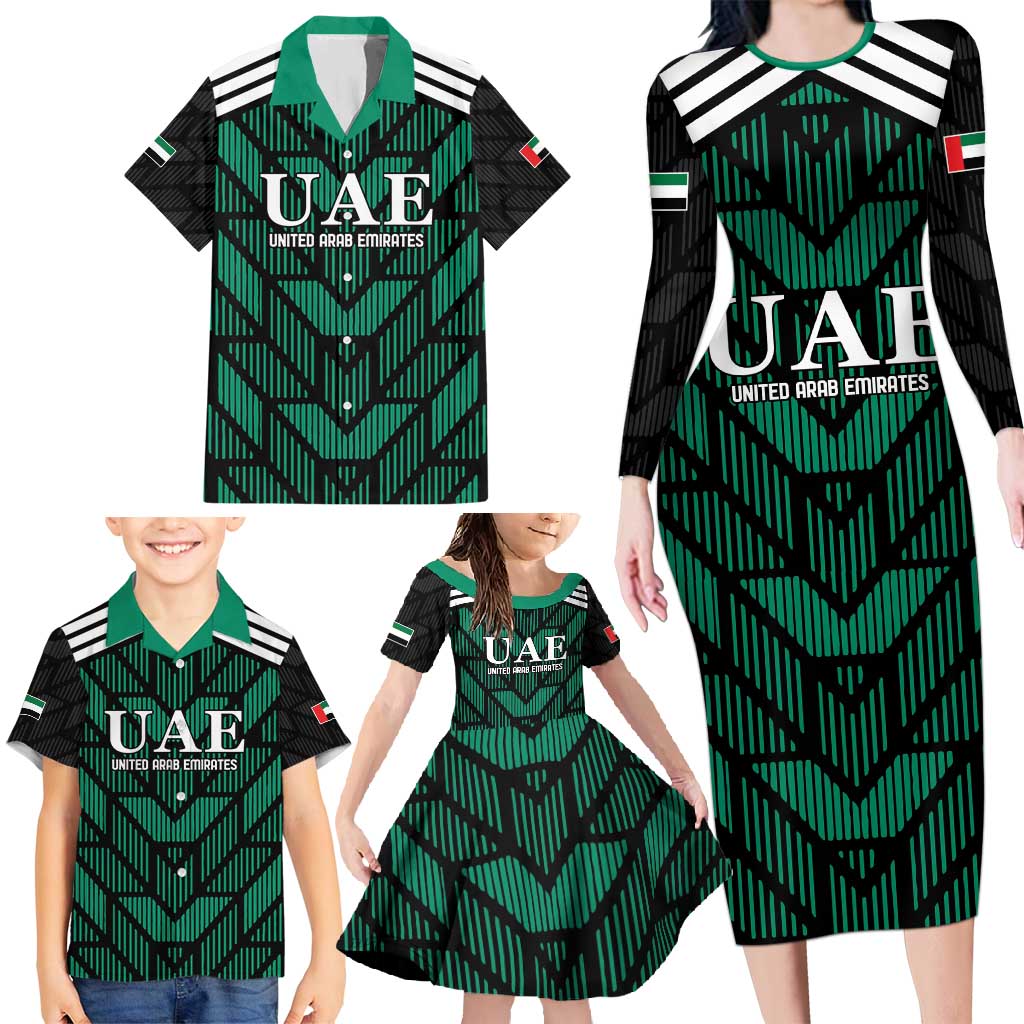 Custom UAE Football Family Matching Long Sleeve Bodycon Dress and Hawaiian Shirt Green Concept 19-2020 LT9 - Wonder Print Shop