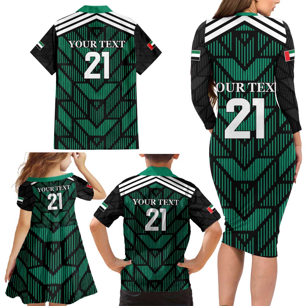 Custom UAE Football Family Matching Long Sleeve Bodycon Dress and Hawaiian Shirt Green Concept 19-2020 LT9 - Wonder Print Shop