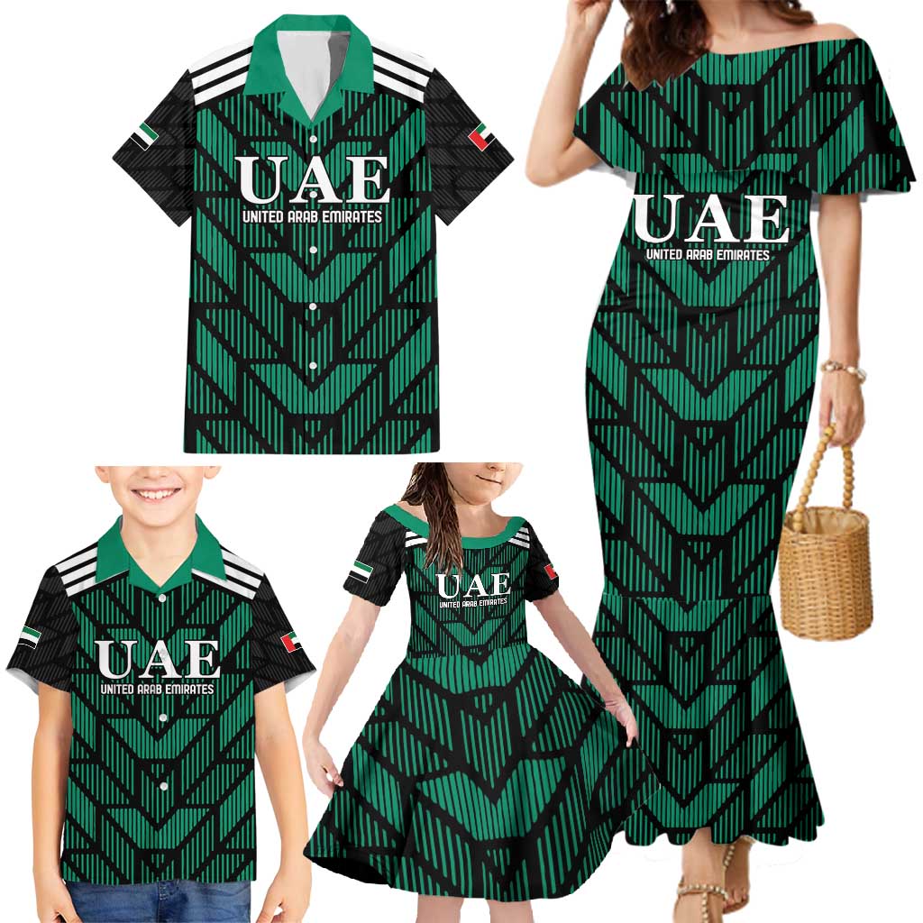 Custom UAE Football Family Matching Mermaid Dress and Hawaiian Shirt Green Concept 19-2020 LT9 - Wonder Print Shop