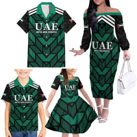 Custom UAE Football Family Matching Off The Shoulder Long Sleeve Dress and Hawaiian Shirt Green Concept 19-2020 - Wonder Print Shop
