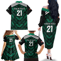 Custom UAE Football Family Matching Off The Shoulder Long Sleeve Dress and Hawaiian Shirt Green Concept 19-2020 - Wonder Print Shop