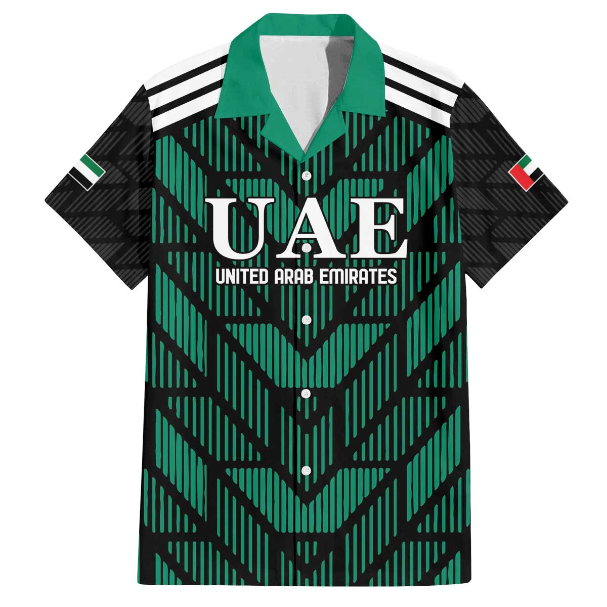 Custom UAE Football Family Matching Off The Shoulder Long Sleeve Dress and Hawaiian Shirt Green Concept 19-2020 - Wonder Print Shop