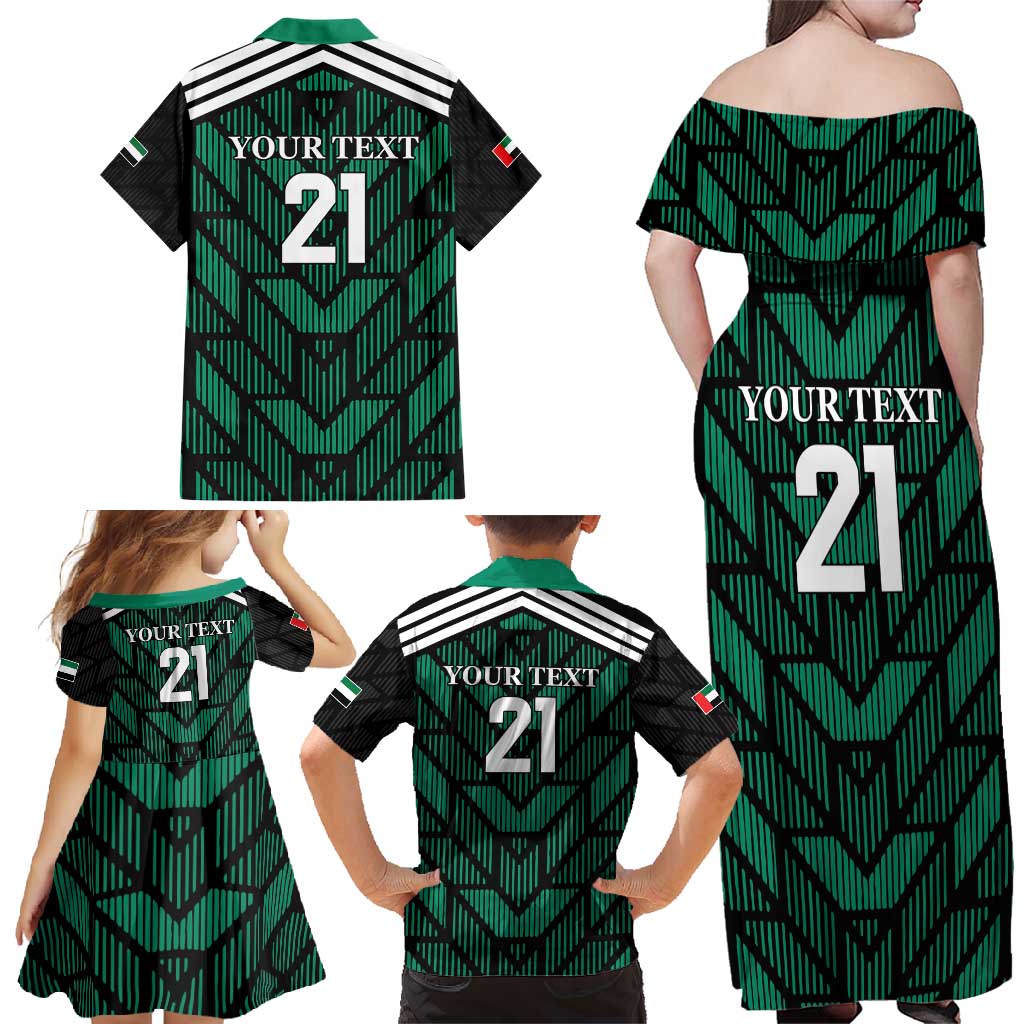 Custom UAE Football Family Matching Off Shoulder Maxi Dress and Hawaiian Shirt Green Concept 19-2020 LT9 - Wonder Print Shop
