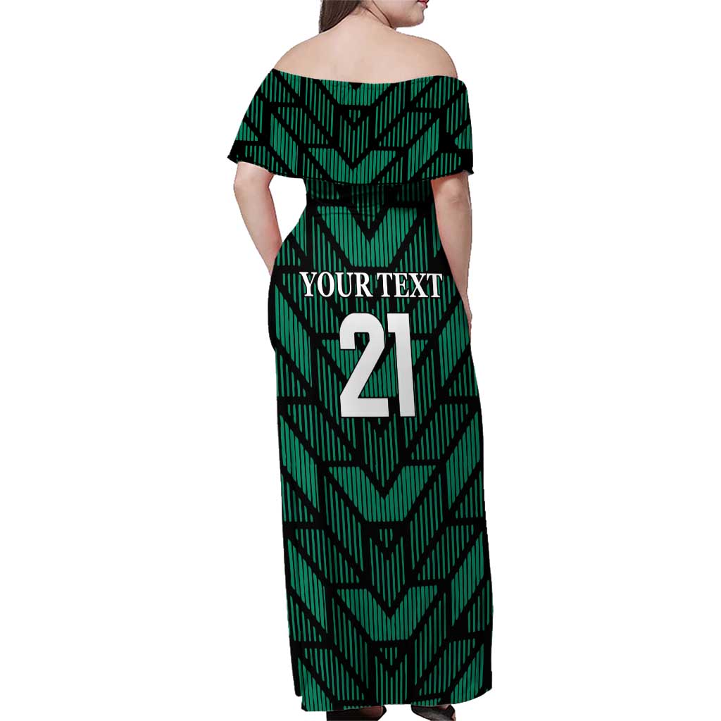 Custom UAE Football Family Matching Off Shoulder Maxi Dress and Hawaiian Shirt Green Concept 19-2020 LT9 - Wonder Print Shop