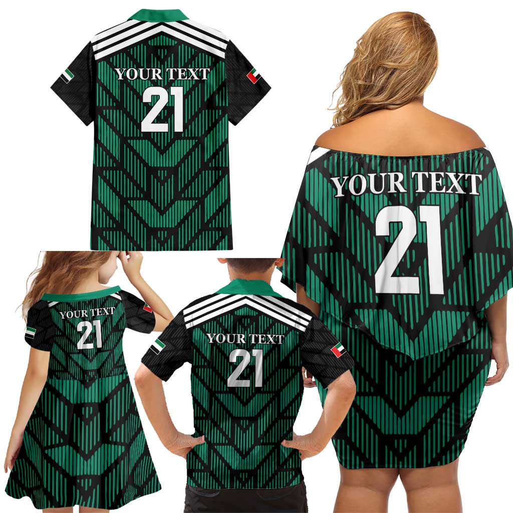 Custom UAE Football Family Matching Off Shoulder Short Dress and Hawaiian Shirt Green Concept 19-2020 LT9 - Wonder Print Shop