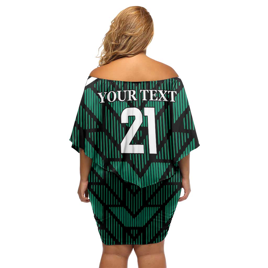 Custom UAE Football Family Matching Off Shoulder Short Dress and Hawaiian Shirt Green Concept 19-2020 LT9 - Wonder Print Shop