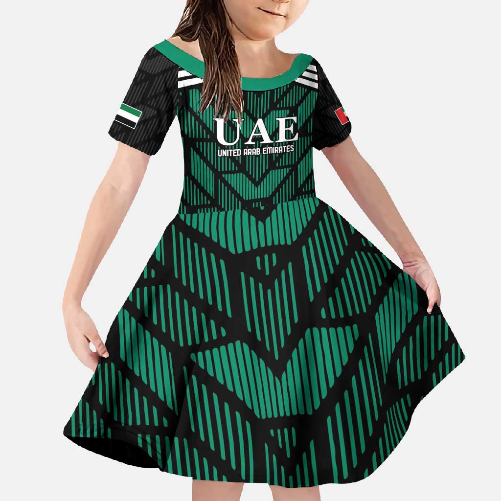 Custom UAE Football Family Matching Short Sleeve Bodycon Dress and Hawaiian Shirt Green Concept 19-2020 - Wonder Print Shop