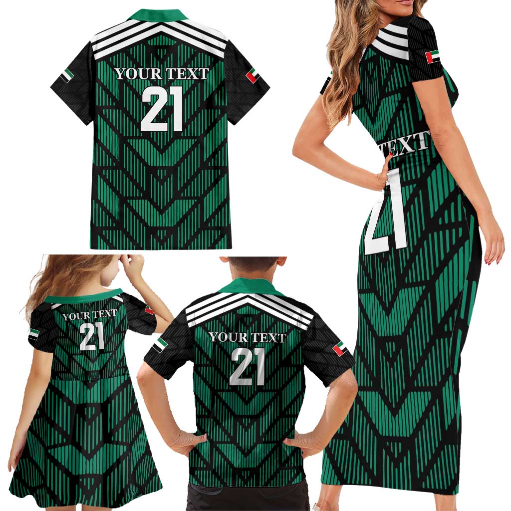 Custom UAE Football Family Matching Short Sleeve Bodycon Dress and Hawaiian Shirt Green Concept 19-2020 - Wonder Print Shop
