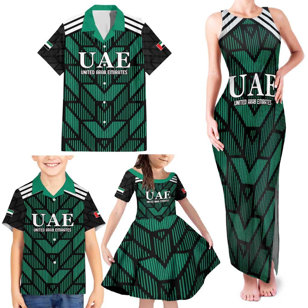 Custom UAE Football Family Matching Tank Maxi Dress and Hawaiian Shirt Green Concept 19-2020 - Wonder Print Shop