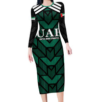 Custom UAE Football Long Sleeve Bodycon Dress Green Concept 19-2020 - Wonder Print Shop