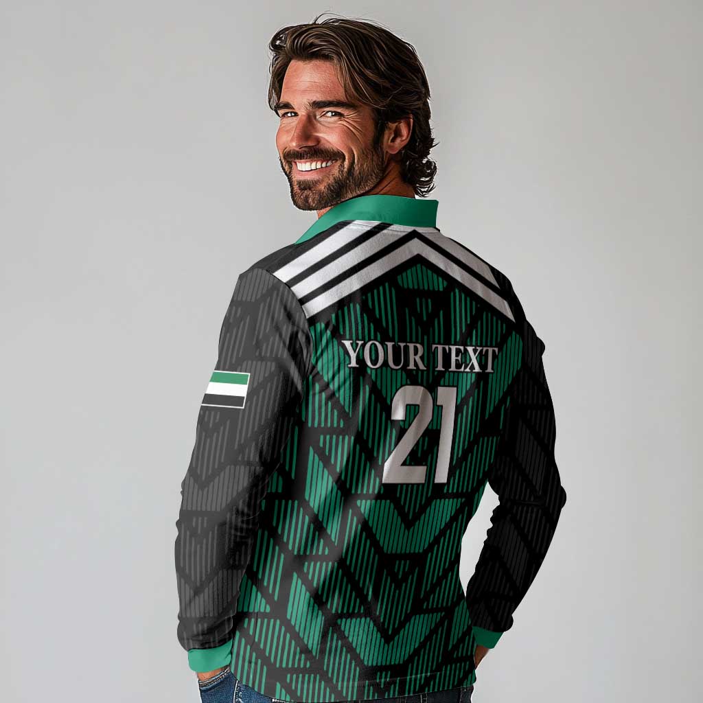 Custom UAE Football Long Sleeve Polo Shirt Green Concept 19-2020 - Wonder Print Shop