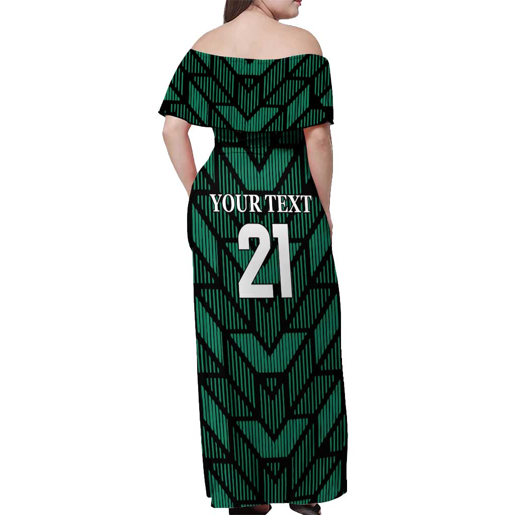 Custom UAE Football Off Shoulder Maxi Dress Green Concept 19-2020 - Wonder Print Shop