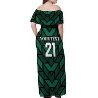 Custom UAE Football Off Shoulder Maxi Dress Green Concept 19-2020 - Wonder Print Shop