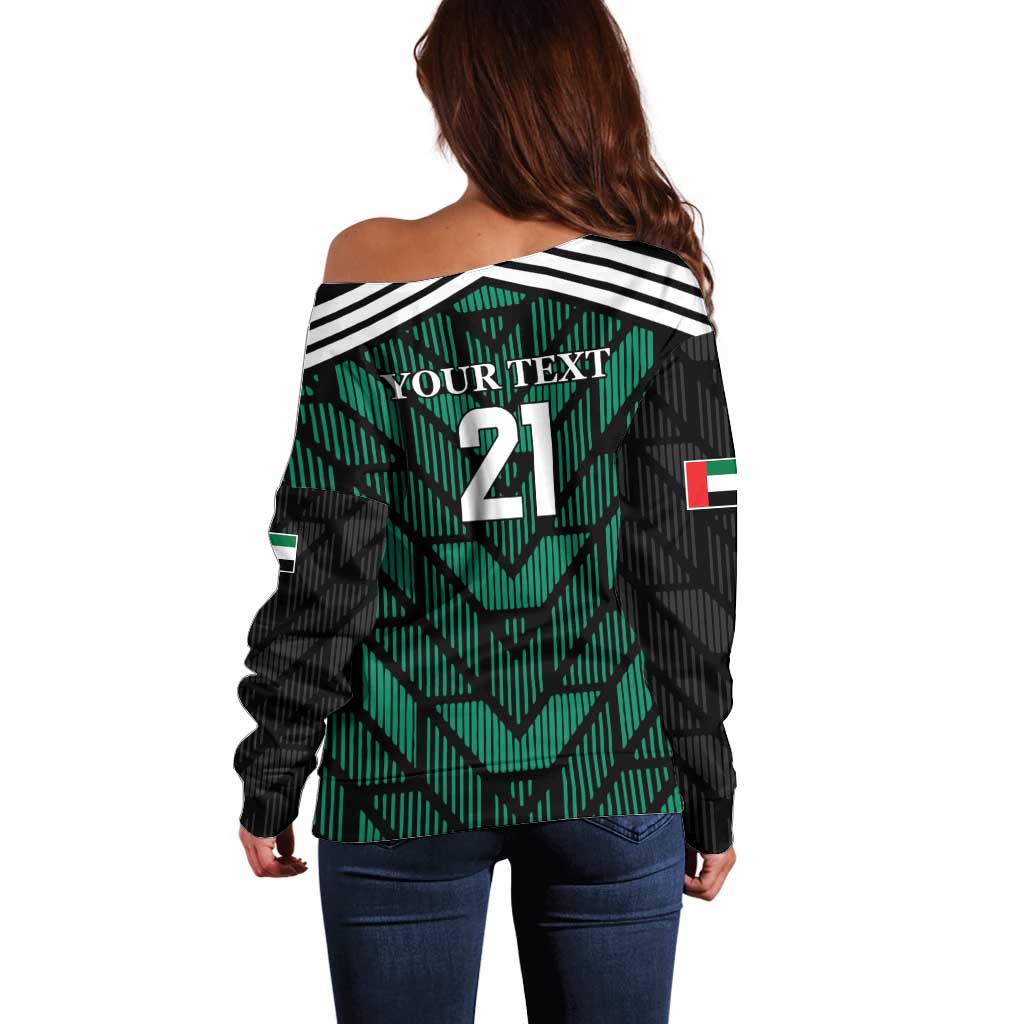 Custom UAE Football Off Shoulder Sweater Green Concept 19-2020 - Wonder Print Shop