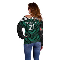 Custom UAE Football Off Shoulder Sweater Green Concept 19-2020 - Wonder Print Shop