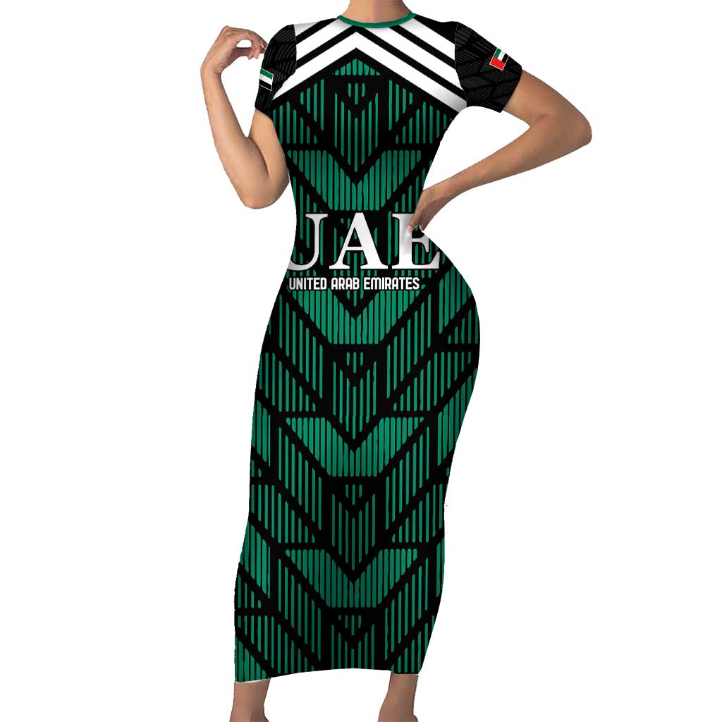 Custom UAE Football Short Sleeve Bodycon Dress Green Concept 19-2020 - Wonder Print Shop